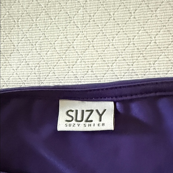 Suzi Shier Silky Cold Shoulder Purple Women's Mini Dress. Size M - Picture 8 of 8